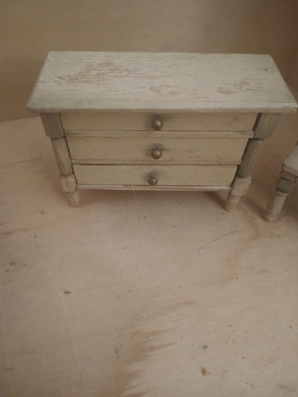 Vintage Miniature Bedroom Set Dresser Mirror Chair Nightstand - Picture 8 of 8